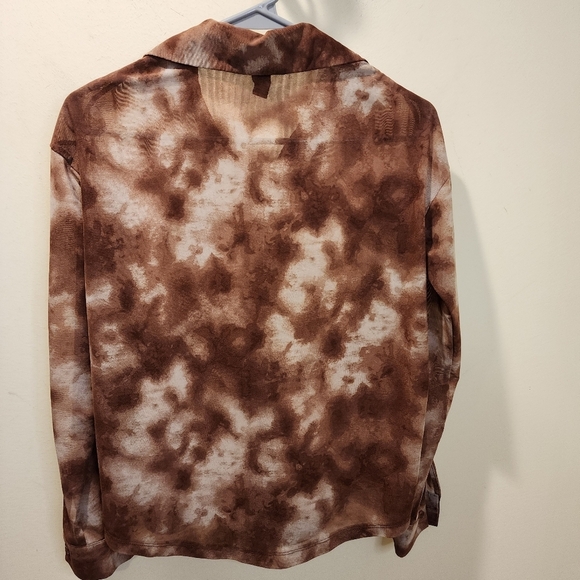 Forever 21 Women's Brown Tie Dye button Down shirt size S - Picture 4 of 9